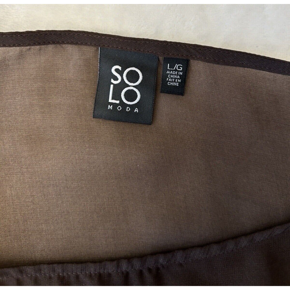 Solo Moda Women's Sheer Overlay Top Batwing Large Brown Sequined Sleeve - Picture 6 of 7